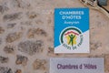 Chambres d`hotes text brand and Aveyron logo sign of rental room bed and breakfast Royalty Free Stock Photo
