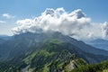 Rodica peak during summer in sunny and cloudy day, view from Sija peak, Julian Alpe, Slovenia Royalty Free Stock Photo