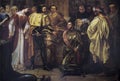 Rodrigo Diaz El Cid is knighted by the King Ferdinand I of Leon Royalty Free Stock Photo