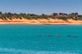 Roe Buck Bay red dunes and azure water, Broome Australia. Royalty Free Stock Photo