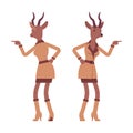 Roe deer woman in anger, gazelle lady, animal head human