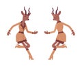 Roe deer woman, elegant gazelle lady, animal head human jumping