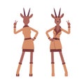 Roe deer woman showing v, gazelle lady, animal head human