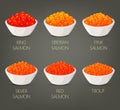 Roe or spawn, red or silver, salmon caviar