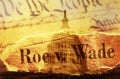 Roe v Wade newspaper headline with US Constitution and the US Capitol in Washington DC Royalty Free Stock Photo