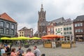 ROERMOND, LIMBURG / THE NETHERLANDS - JUNE 8, 2018: Marketplace is a favorite spot for locals and tourists