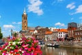 Cityscape with river Roer in Roermond, Germany