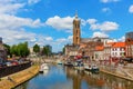 Cityscape with river Roer in Roermond, Germany