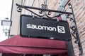 Roermond Netherlands 07.05.2017 Logo of the Salomon sports Store in the Mc Arthur Glen Designer Outlet shopping area