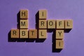 ROFL, FYI, IRL, HMB and RBTL abbreviations as crossword Royalty Free Stock Photo