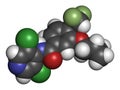Roflumilast COPD drug molecule (PDE4 inhibitor). Atoms are represented as spheres with conventional color coding: hydrogen (white