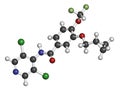 Roflumilast COPD drug molecule (PDE4 inhibitor). Atoms are represented as spheres with conventional color coding: hydrogen (white