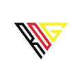 ROG triangle letter logo with a red triangular design. Simple, elegant, and luxurious monogram template