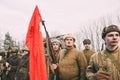 Re-enactors Dressed As Russian Soviet Infantry Soldiers Of World