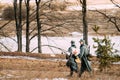 Unidentified Re-enactors Dressed As German Wehrmacht Infantry Soldiers