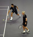 Roger Federer and Bjorn Borg in actions Royalty Free Stock Photo