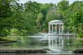 Roger Williams Park Roosevelt Lake bandstand and fountain in Providence Rhode Island, USA Royalty Free Stock Photo