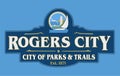 Rogers City Michigan with blue background