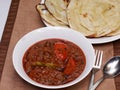 North Indian Kashmiri cuisine Mutton Rogan Josh, butter naan