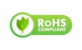 RoHS compliant symbol, label. Quality mark. RoHS icon. Restriction of Hazardous Substances Directive. Royalty Free Stock Photo