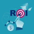 ROI concept. Return on investment. ROI business marketing. Vector