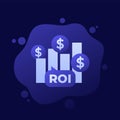 ROI icon, return on investment, vector design Royalty Free Stock Photo