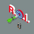 ROI Return of Investment aim business vector flat 3d isometric