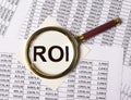ROI, return of investment text on papers