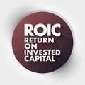 ROIC - Return on Invested Capital acronym, business concept background