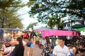 Roiet, Thailand - Oct 6, 2017 : People shopping at Saket Nakorn walking street