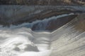 Roiling water from spillway on Fox River in Elgin IL