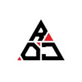 ROJ triangle letter logo design with triangle shape. ROJ triangle logo design monogram. ROJ triangle vector logo template with red Royalty Free Stock Photo