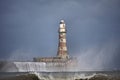 A Wet Roker Lighthouse at Sunderland Royalty Free Stock Photo