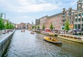 The Rokin Canal with tourist and locals in Amsterdam