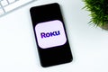 Roku app logo on a smartphone screen.