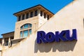 Roku sign and logo at company headquarters in Silicon Valley