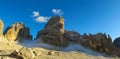 Roky cliff mountain pass of Dolomites long panoram Royalty Free Stock Photo