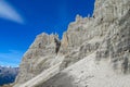 Roky cliff mountain towers and walls in Dolomites Alps