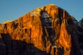 Roky cliff mountains of Dolomites red color at sunset Royalty Free Stock Photo