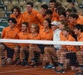 2022 Roland Garros Champion Iga Swiatek of Poland celebrates her victory over Coco Gauff with ball boys at Court Philippe Chatrier