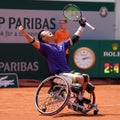 2022 Roland Garros champion Shingo Kunieda of Japan celebrates victory after his wheelchair men`s singles final match
