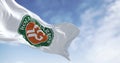 Roland-Garros flag waving in the wind on a clear day