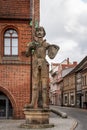 The Roland statue in front of the Town Hall. Hansestadt Stendal. Royalty Free Stock Photo