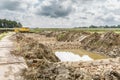 Construction of a fish ladder in the  Rolderdiep near the village of Rolde Royalty Free Stock Photo