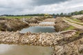 Construction of a fish ladder in the  Rolderdiep near the village of Rolde Royalty Free Stock Photo