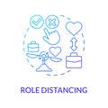 Role distancing action red gradient concept icon