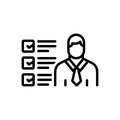 Black line icon for Role, managerial and employment