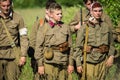 A role - play reconstruction of one of the battles of World war 2 on the outskirts of Moscow in the Kaluga region in Russia.