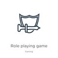 Role playing game icon. Thin linear role playing game outline icon isolated on white background from gaming collection. Line