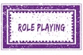 ROLE PLAYING in magenta grunge square frame stamp